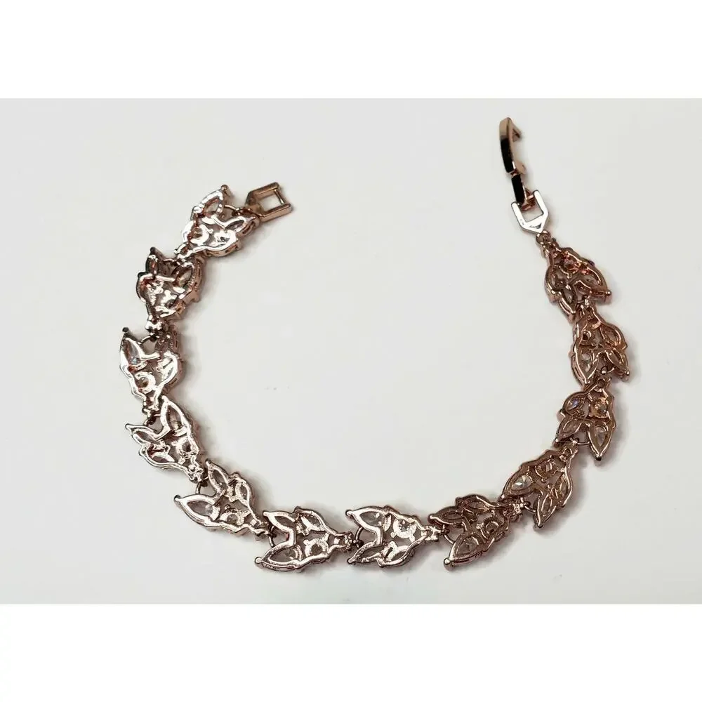 Rose Gold Tone Cubic Zirconia CZ Bracelet 6.25